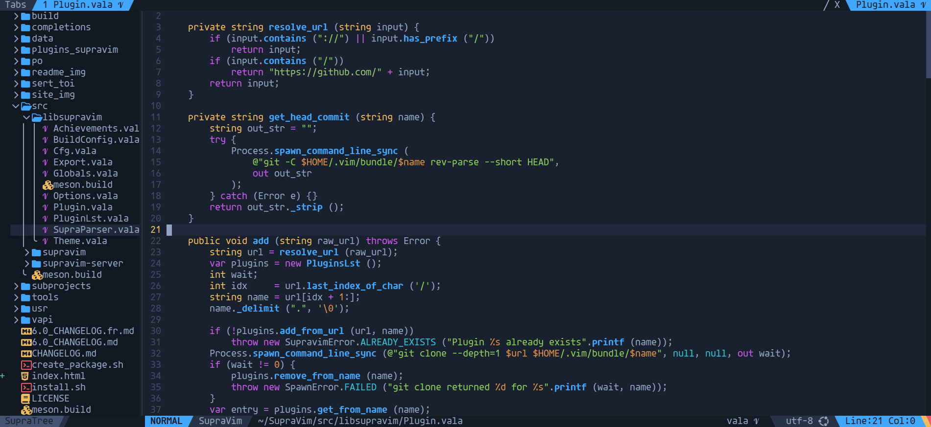 Typing in the fuzzy finder to narrow a project down to a handful of files, with the preview updating alongside